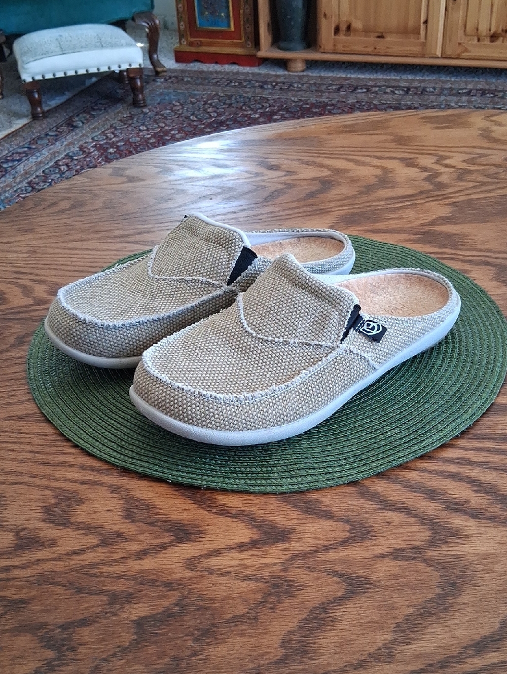 Spenco Tan Fabric Siesta Slide  Mules Comfort Casual Beach Size 9